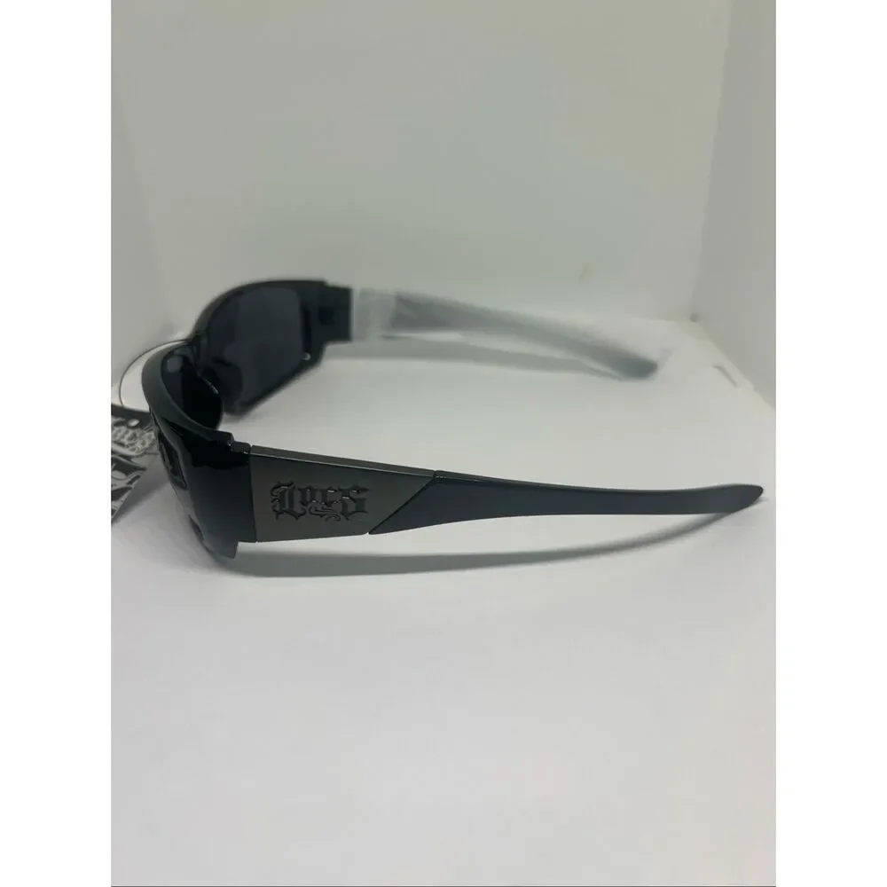 Locs Hardcore Wraparound Sunglasses Black Smoke Lenses UV Protection New